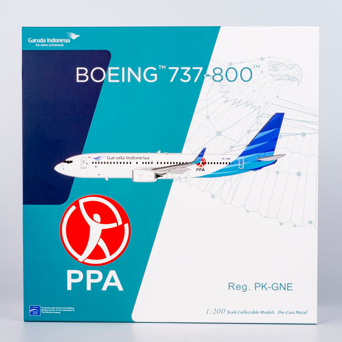1/200 Garuda Indonesia Boeing 737-800 PK-GNE "with PPA sticker + round stand" NG08023