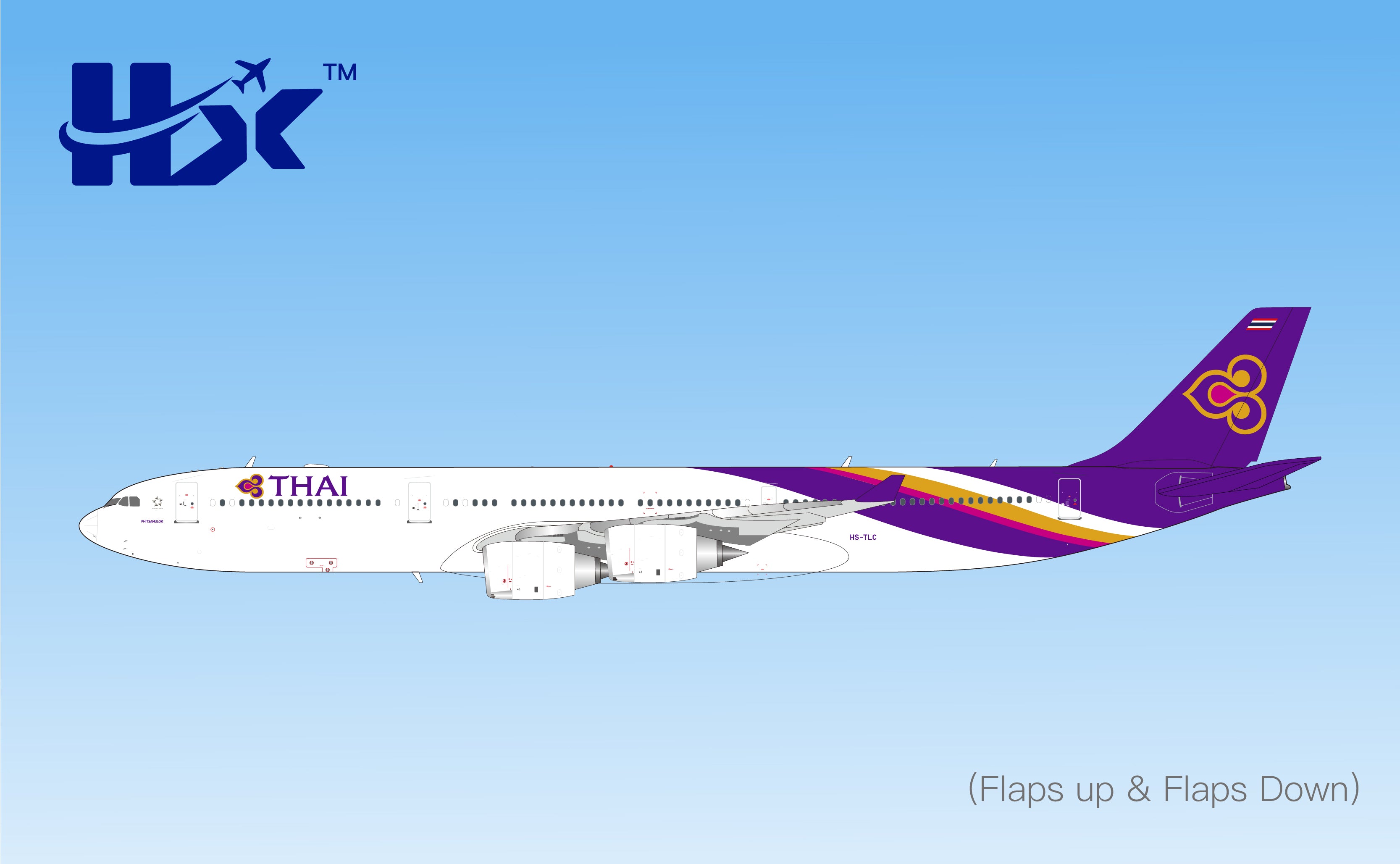 1/400 Thai Airways Airbus A340-500 HS-TLC A530108F Flaps Down - pre-order image
