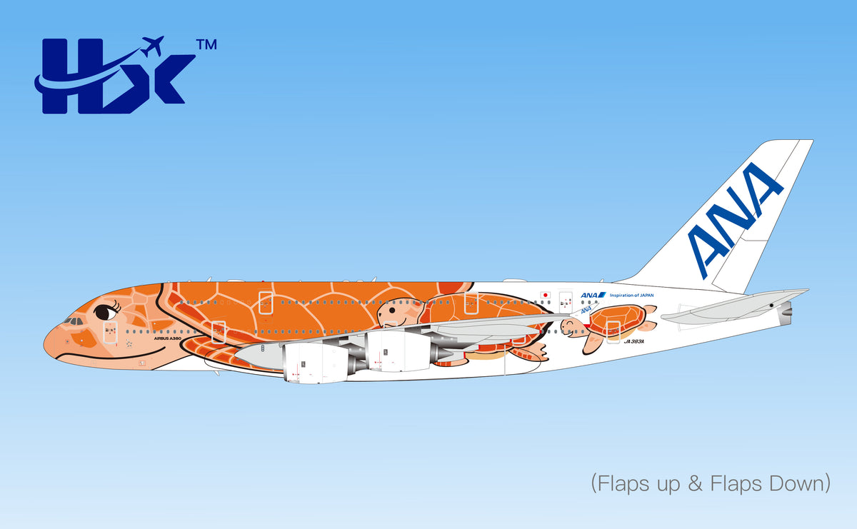 1/400 ANA A380 "Flying Honu-Lani（Orange Turtle） JA383A A582303F Flaps Down - pre-order image
