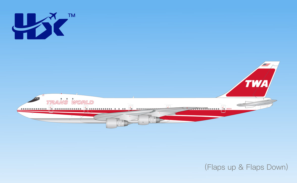 1/400 Trans World Airlines B747-100N53111 B551702PF Flaps Down
