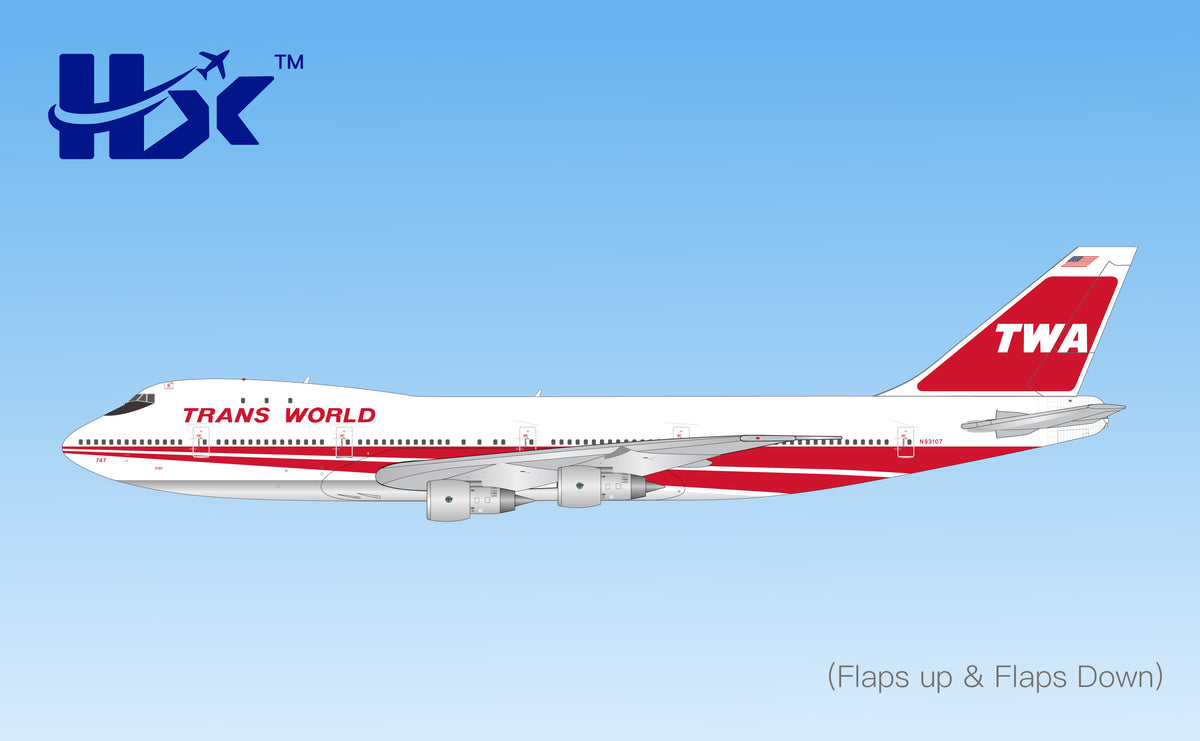 1/400 Trans World Airlines B747-100N93107 B551704PF Flaps Down