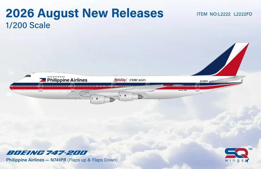 (Pre-sale) 1/200 Philippine Airlines Boeing 747-200 N741PR Mabuhay L2222FD